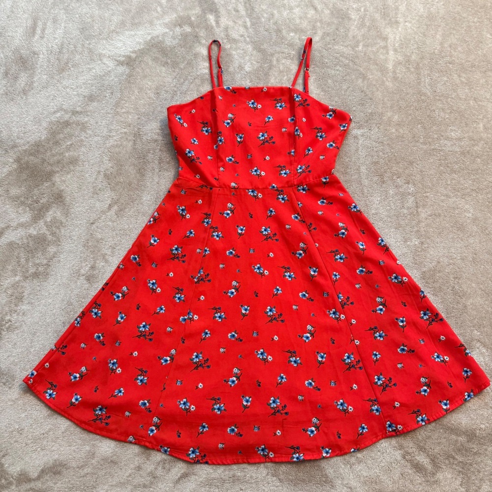 Altar'd State Red Floral Mini Dress XS Sleeveless Fit Flare AN50514